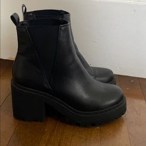 Black lug-sole booties